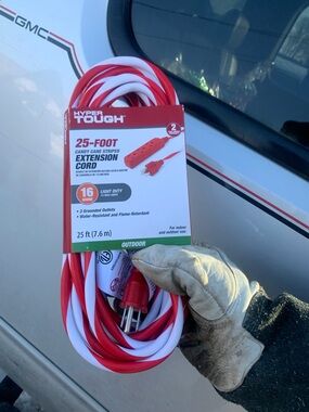 Hyper Tough 25-Foot Red & White Candy Cane Extension Cord